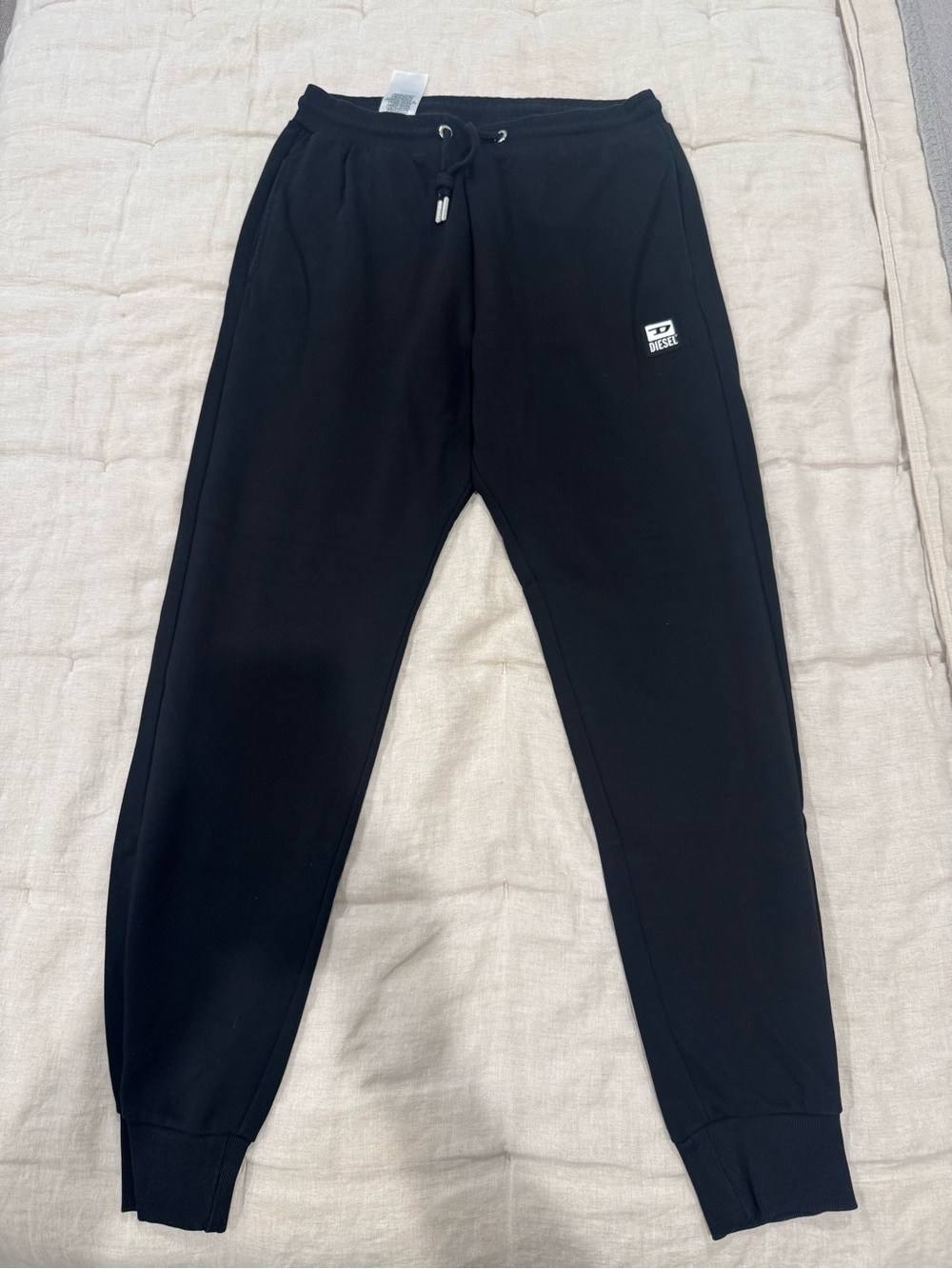 Diesel Black Sweatpants with White Logo Patch